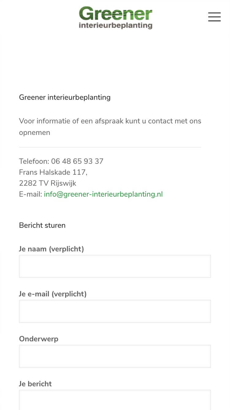 Greener Interieurbeplanting mobile contact