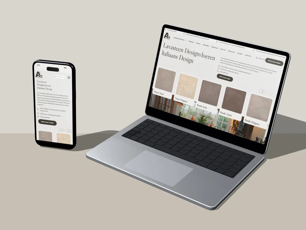 Website Art Designvloeren op laptop en mobiel