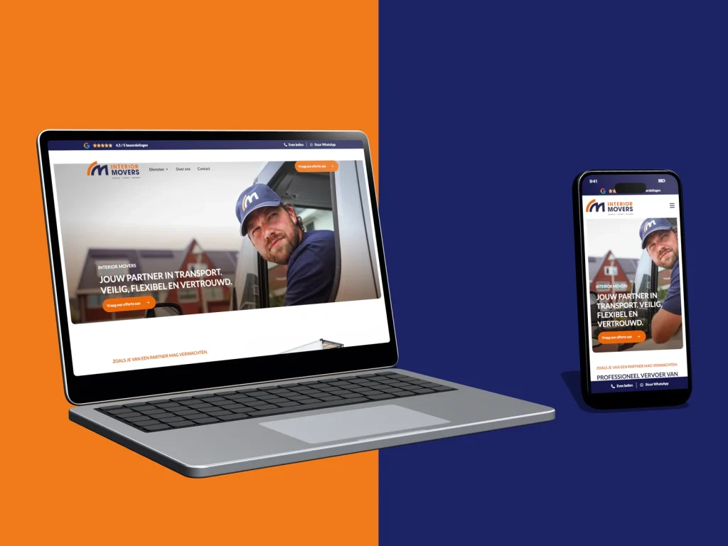 Website Interior Movers op laptop en mobiel