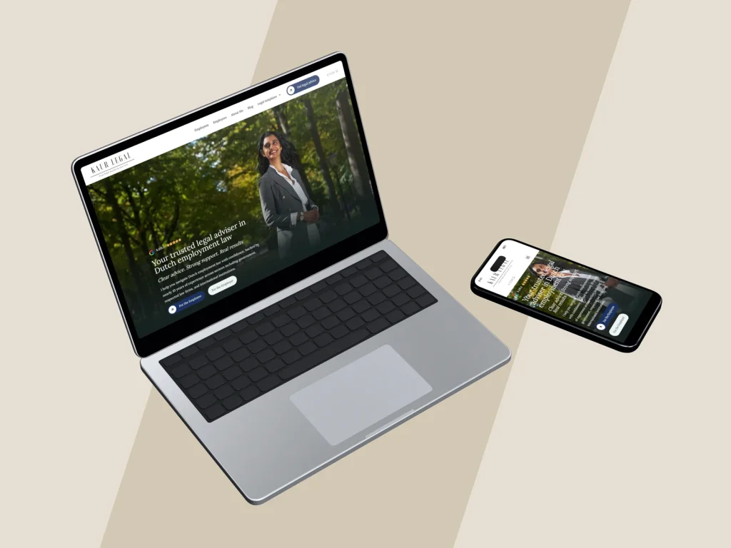 Website Kaur Legal op laptop en mobiel