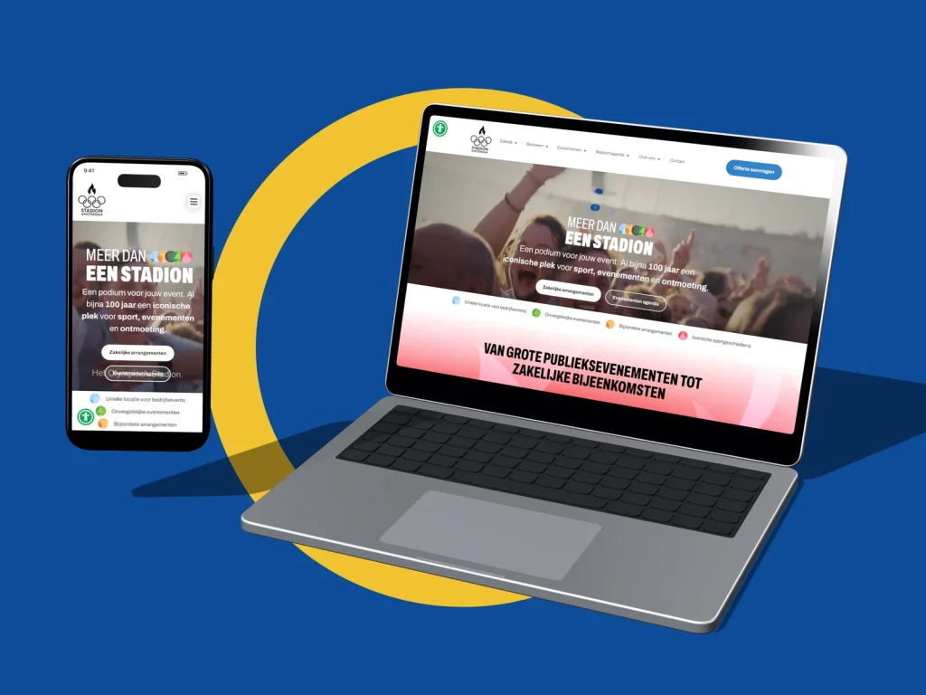Website Olympisch Stadion op laptop en mobiel
