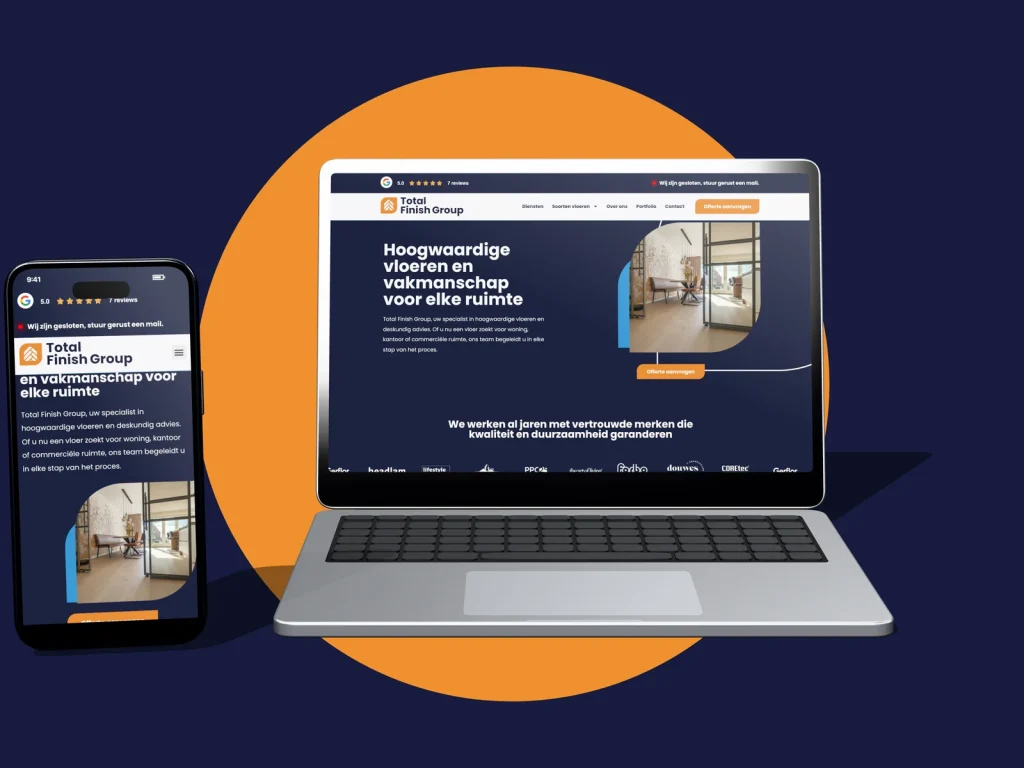 Website Total Finish Group op laptop en mobiel